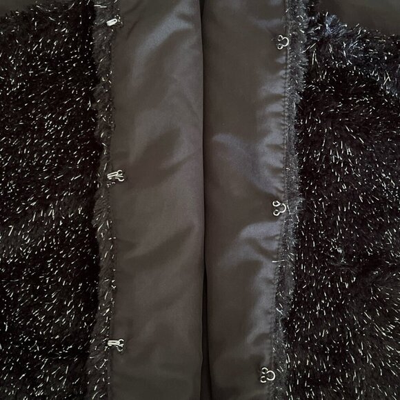 True Craft Girls Faux Youth Fur Vest Size L Black Silver Metallic Party Glam - Picture 4 of 6